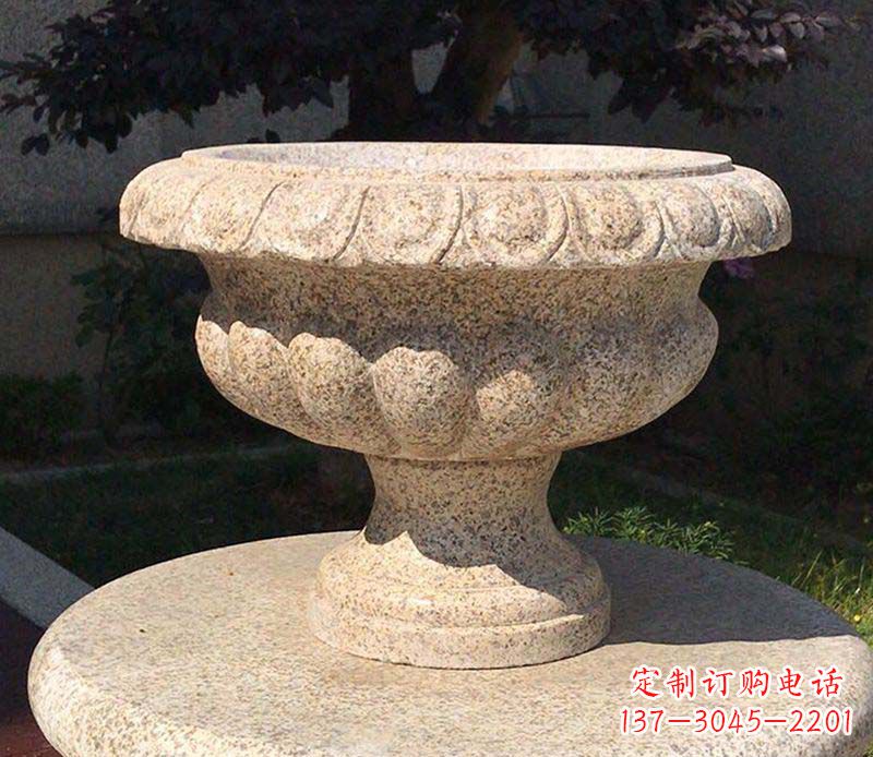 运城大理石花钵公园花盆石雕