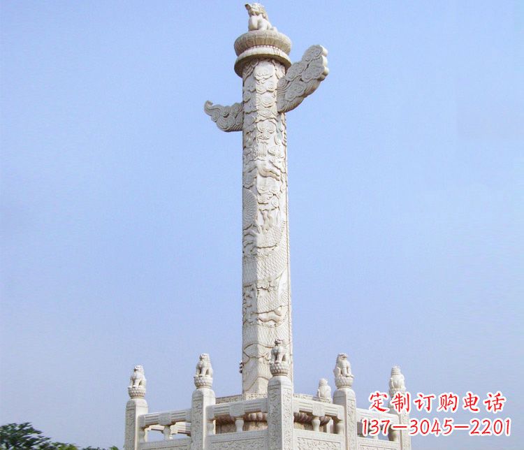 运城大理石华表广场盘龙柱石雕