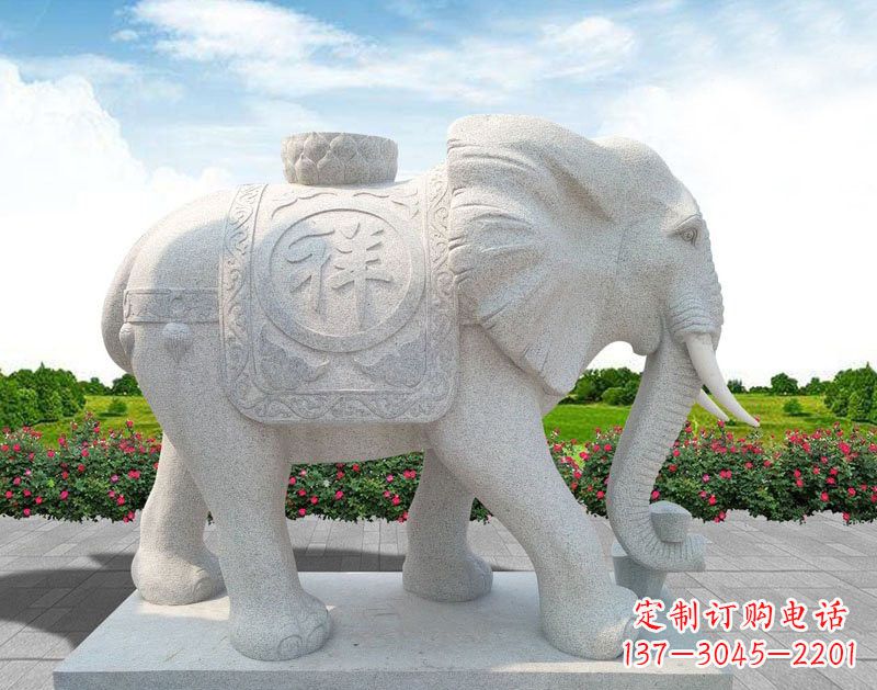 运城大理石吉祥大象石雕