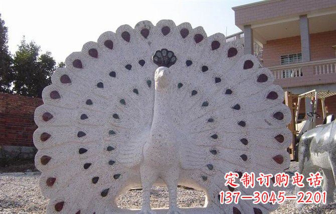运城大理石开屏的孔雀石雕
