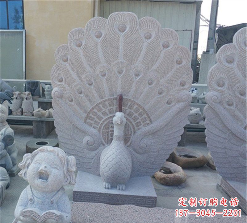 运城大理石孔雀开屏石雕