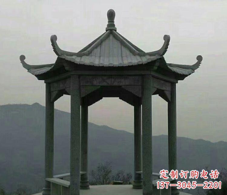 运城大理石凉亭景区六角石雕