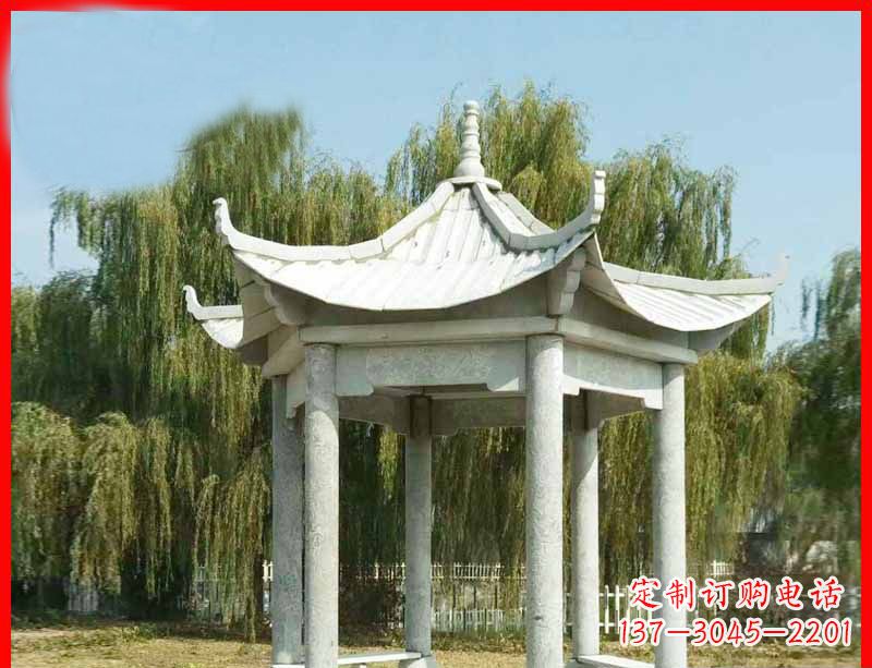 运城大理石六角凉亭公园石雕 (3)