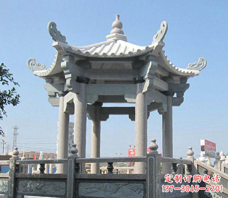 运城大理石六角凉亭石雕 (2)