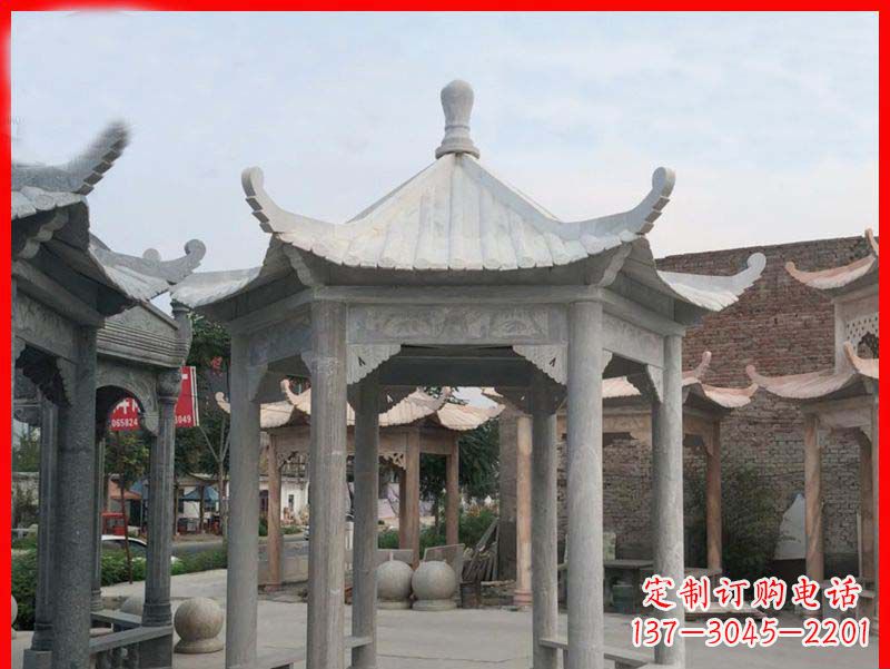 运城大理石六角凉亭公园石雕