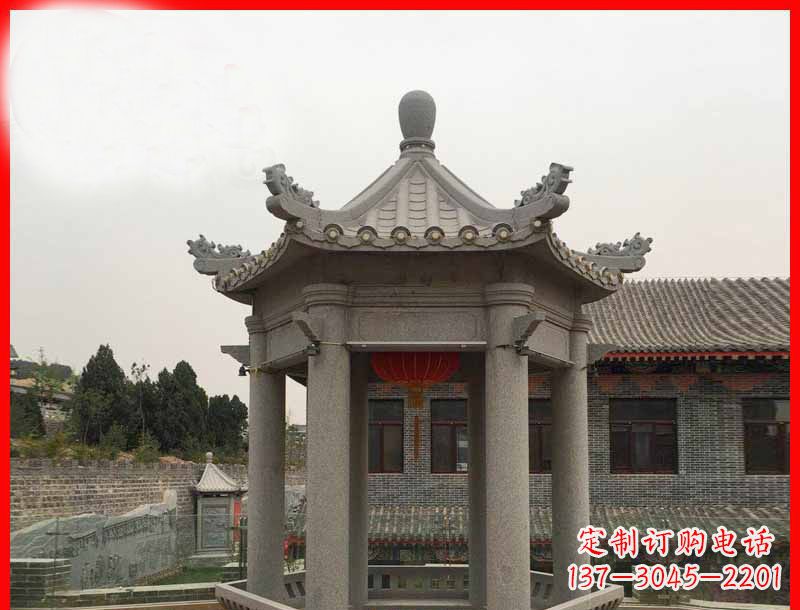 运城大理石六角凉亭公园石雕 (4)