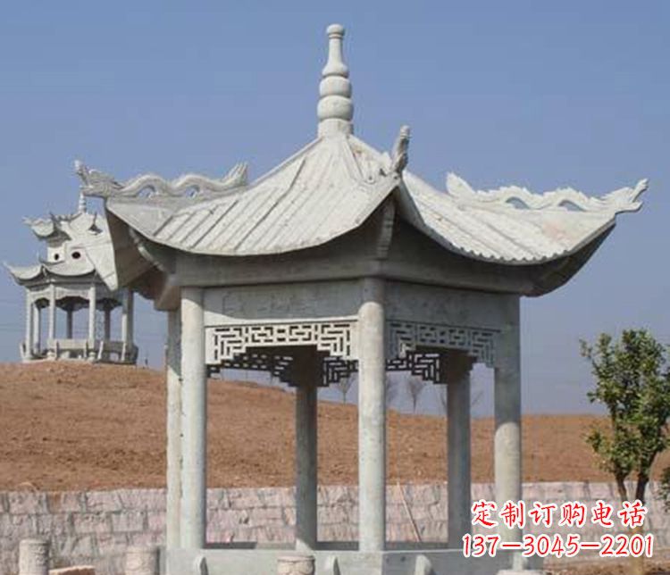 运城大理石六角凉亭石雕 (3)