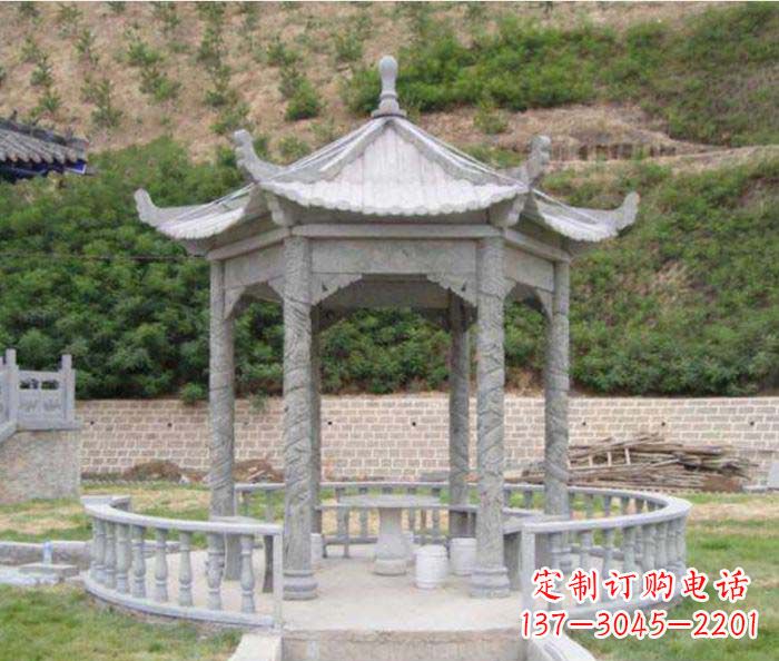 运城大理石六角石雕凉亭 (2)
