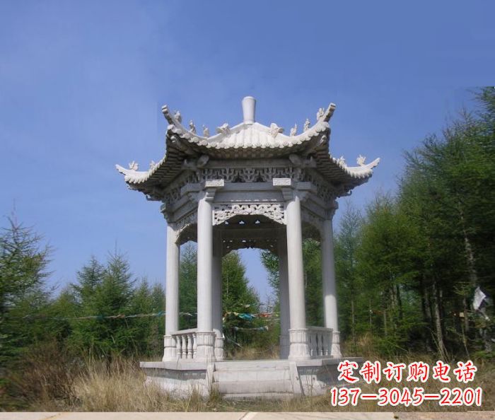 运城大理石六角石雕凉亭 (3)