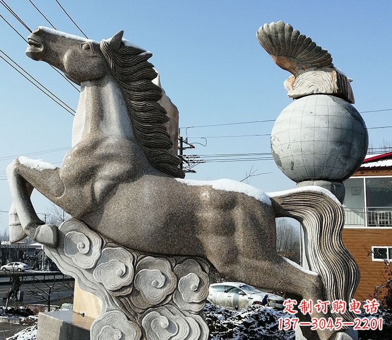 运城大理石马踏祥云石雕 (3)