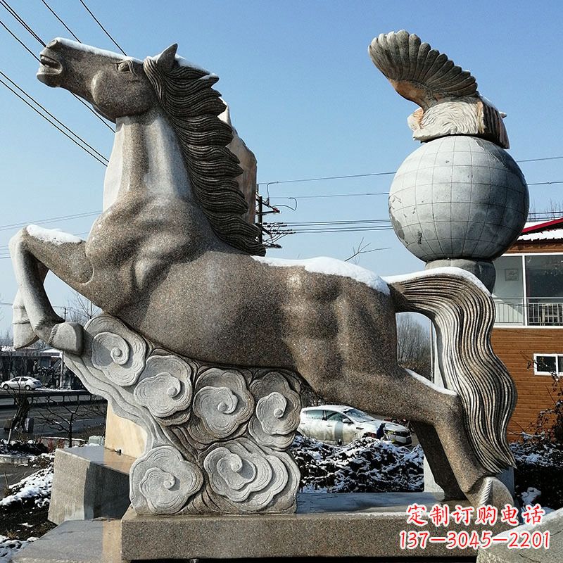运城大理石马踏祥云石雕