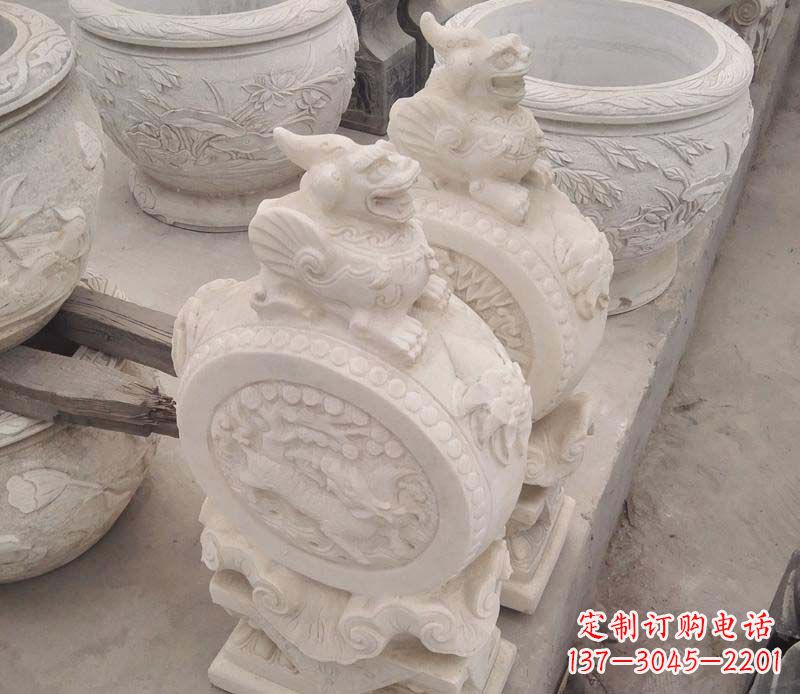 运城大理石貔貅抱鼓石雕塑