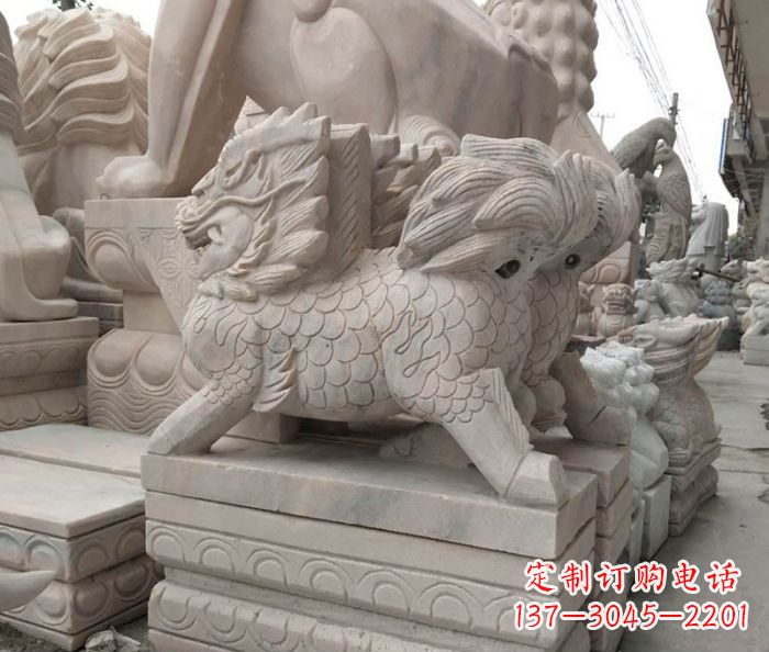 运城大理石麒麟古代神兽石雕_2