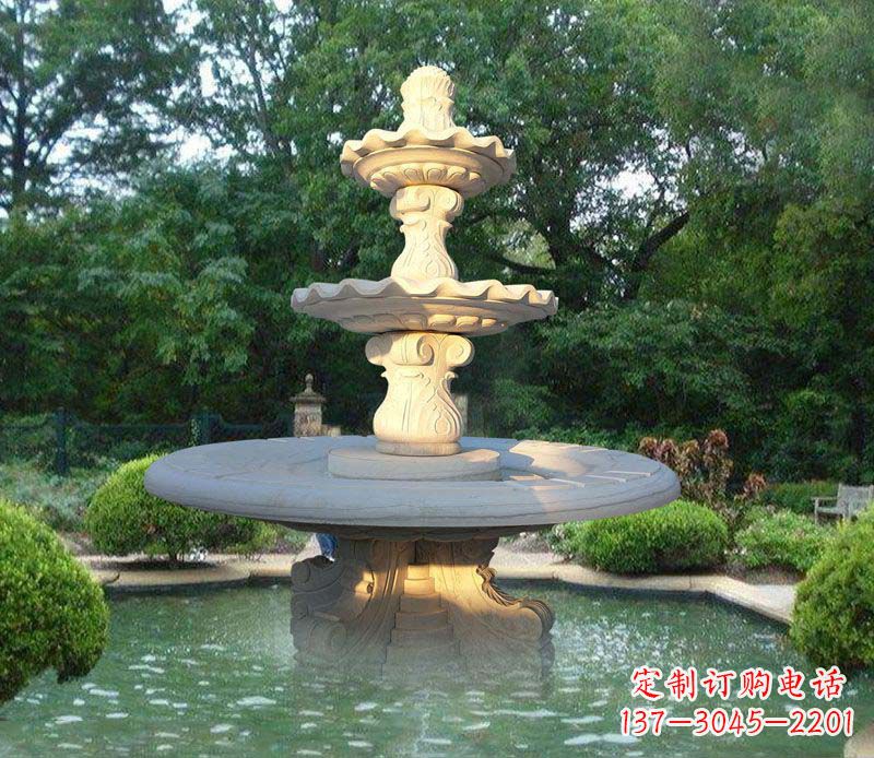 运城大理石三层喷泉公园石雕