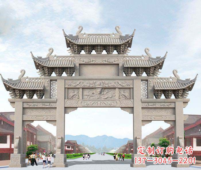 运城大理石三门石雕牌坊