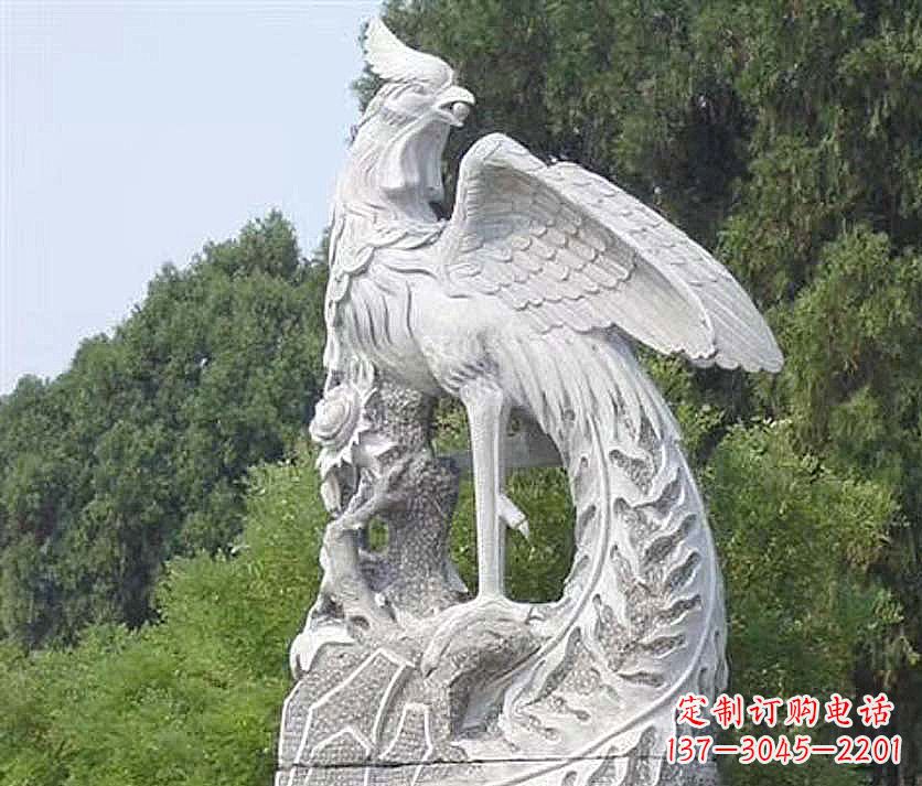 运城大理石神兽凤凰景观石雕,景区公园园林大型动物雕塑