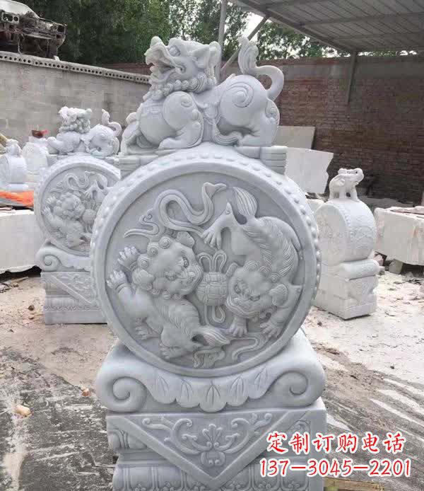 运城大理石狮子抱鼓石雕塑