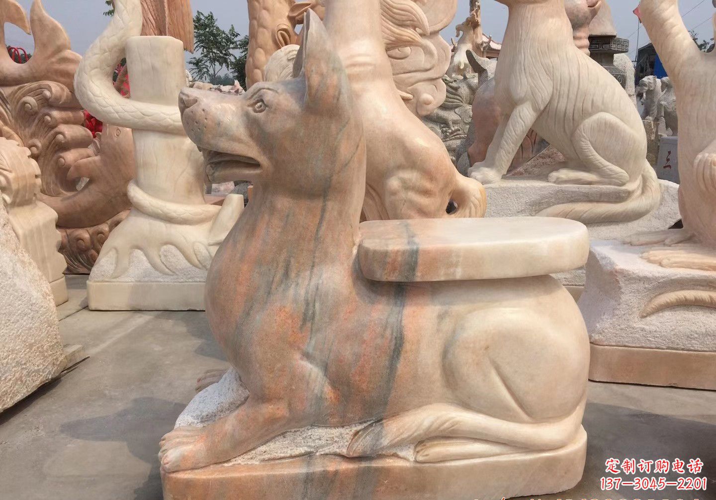 运城大理石十二生肖座椅雕塑