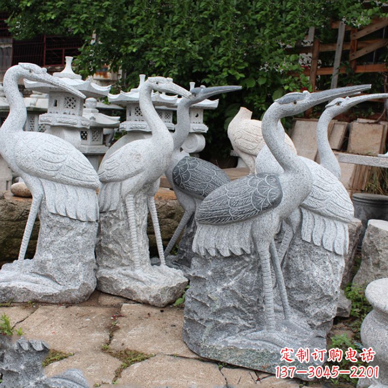 运城大理石石雕仙鹤雕塑