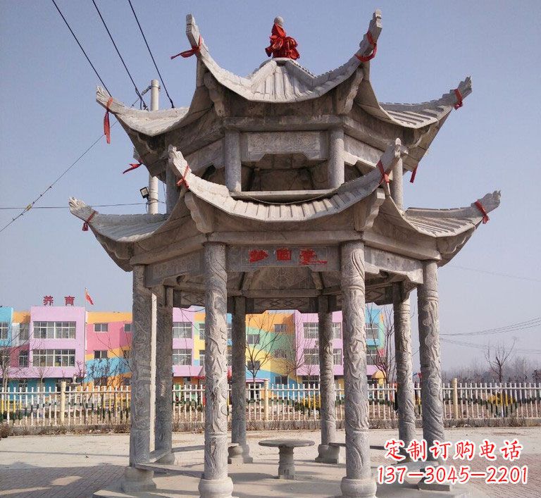 运城大理石双层八角凉亭广场石雕