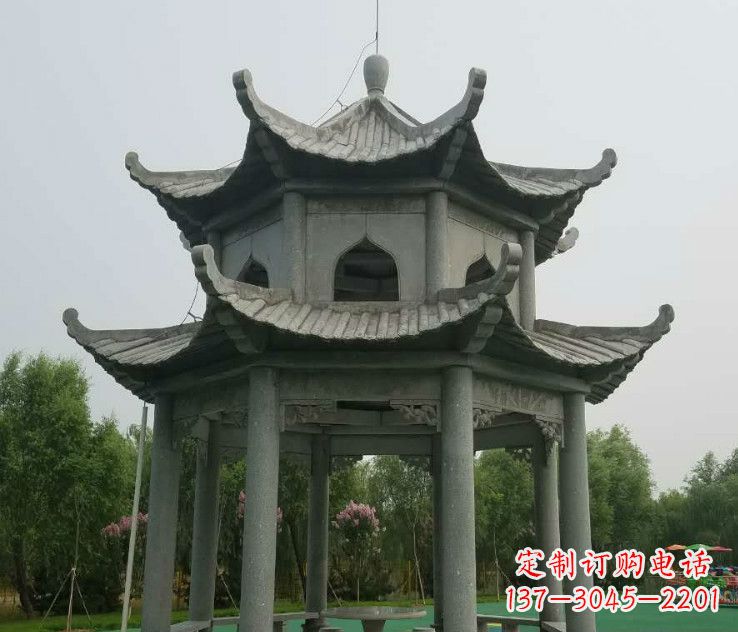 运城大理石双层凉亭石雕