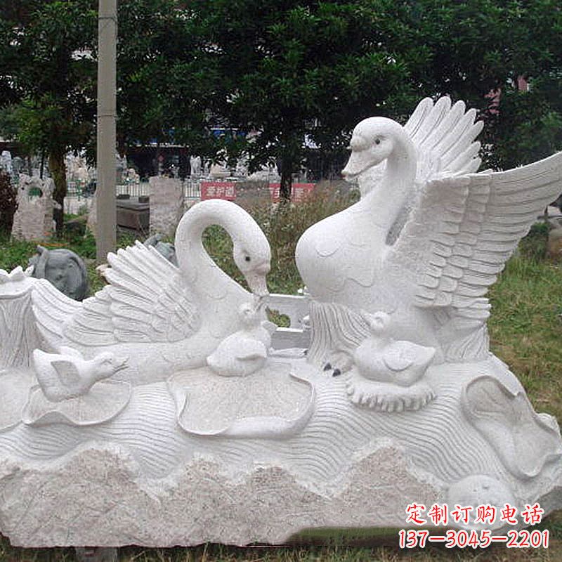 运城大理石天鹅石雕情景景观雕塑