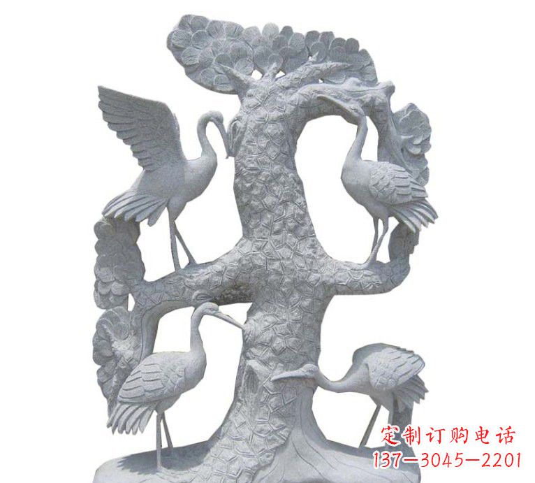 运城大理石仙鹤松树石雕