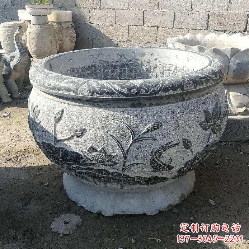 运城大理石园林水缸摆件