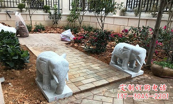 运城大理石招财进宝小象小区动物石雕