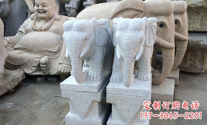 运城大理石招财进宝门口大象石雕