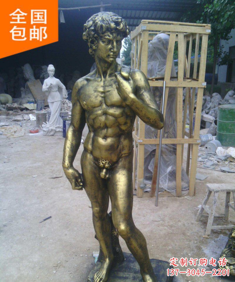 运城大卫玻璃钢仿铜西方人物雕塑