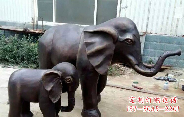 运城大象母子铜雕塑