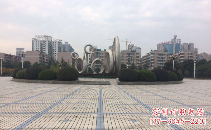 运城大小圆环广场不锈钢雕塑