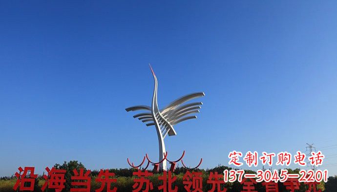 运城大型不锈钢标志性抽象仙鹤