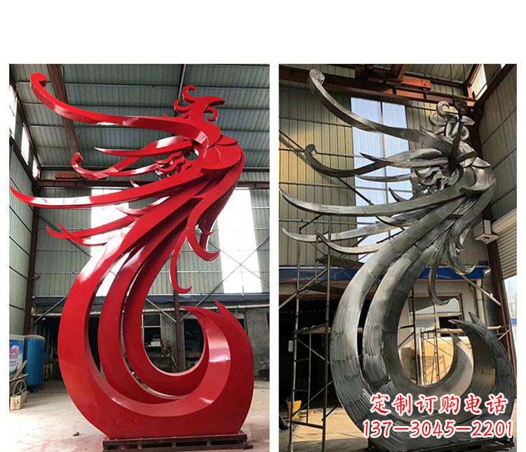 运城大型不锈钢凤凰摆件雕塑