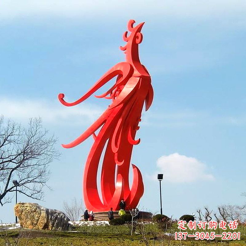 运城大型不锈钢凤凰雕塑-景区景点神兽动物景观雕塑