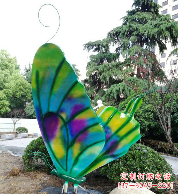 运城大型不锈钢蝴蝶雕塑,仿真昆虫城市广场景观摆件_
