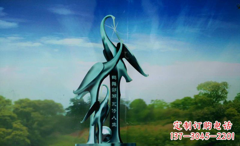 运城大型不锈钢仙鹤城市雕塑