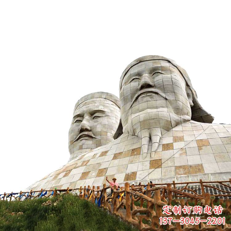 运城大型成吉思汗石雕头像景观雕塑-景区景点历史名人景观雕像