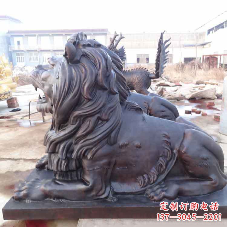 运城大型纯铜港币狮子动物雕塑