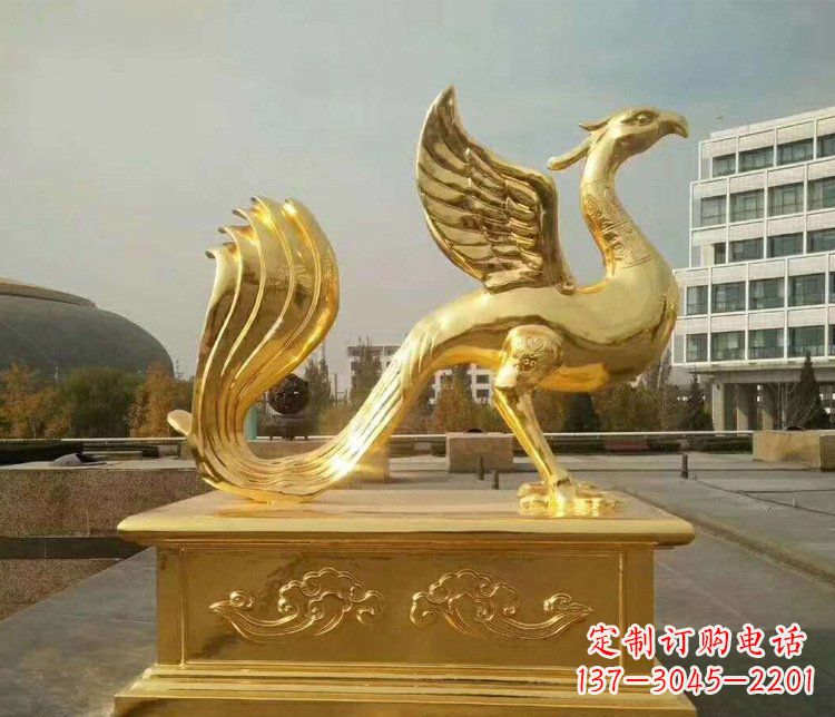 运城大型凤凰动物铜雕塑