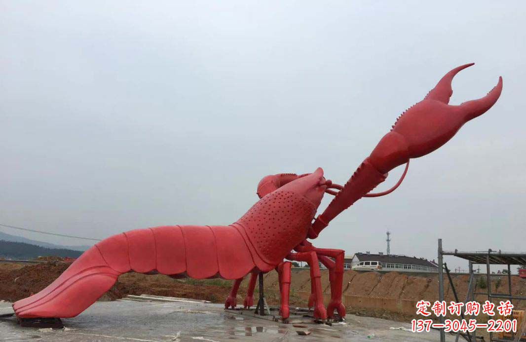 运城大型广场不锈钢龙虾雕塑