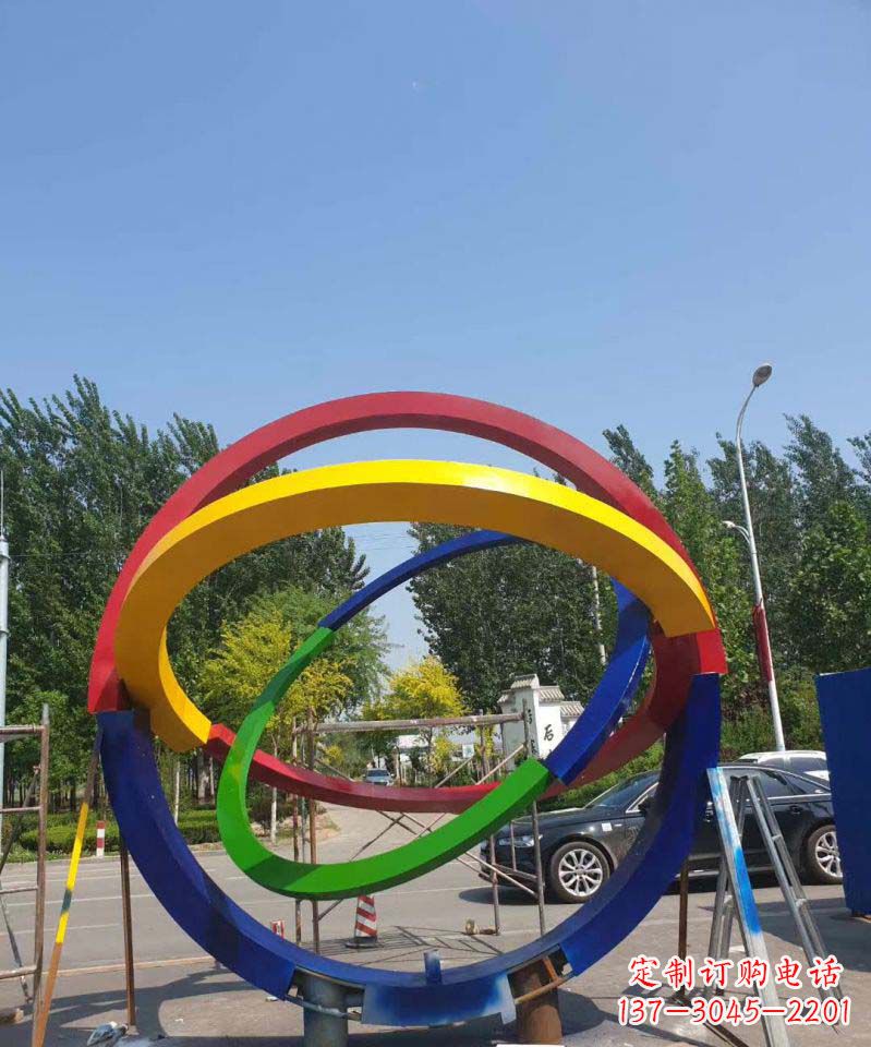 运城大型广场圆环不锈钢景观雕塑