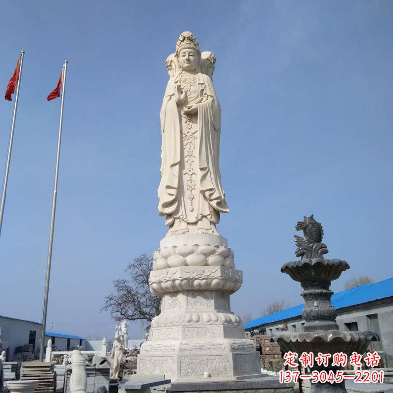 运城中领雕塑汉白玉三面观音石雕