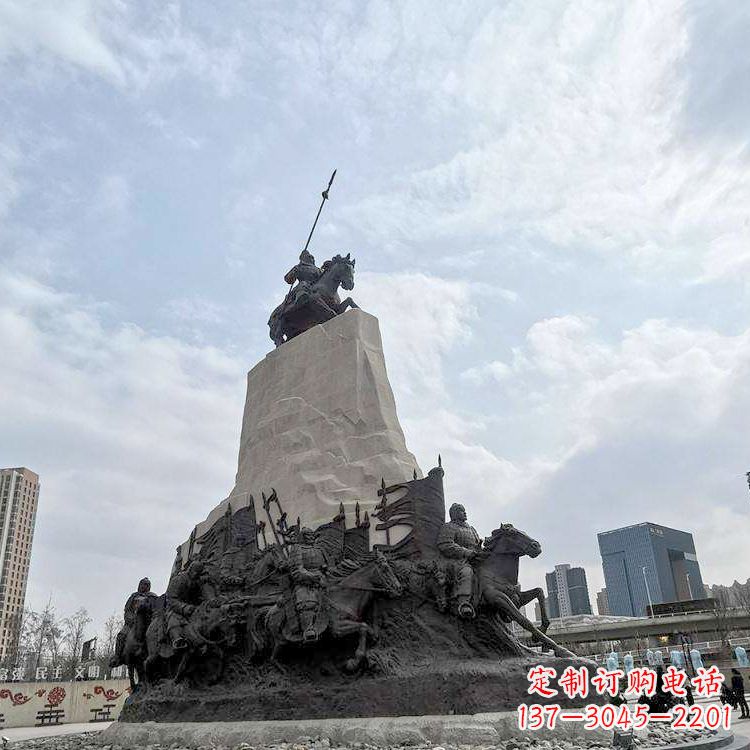 运城大型霍去病景观雕塑-中国历史名人西汉名将石雕像