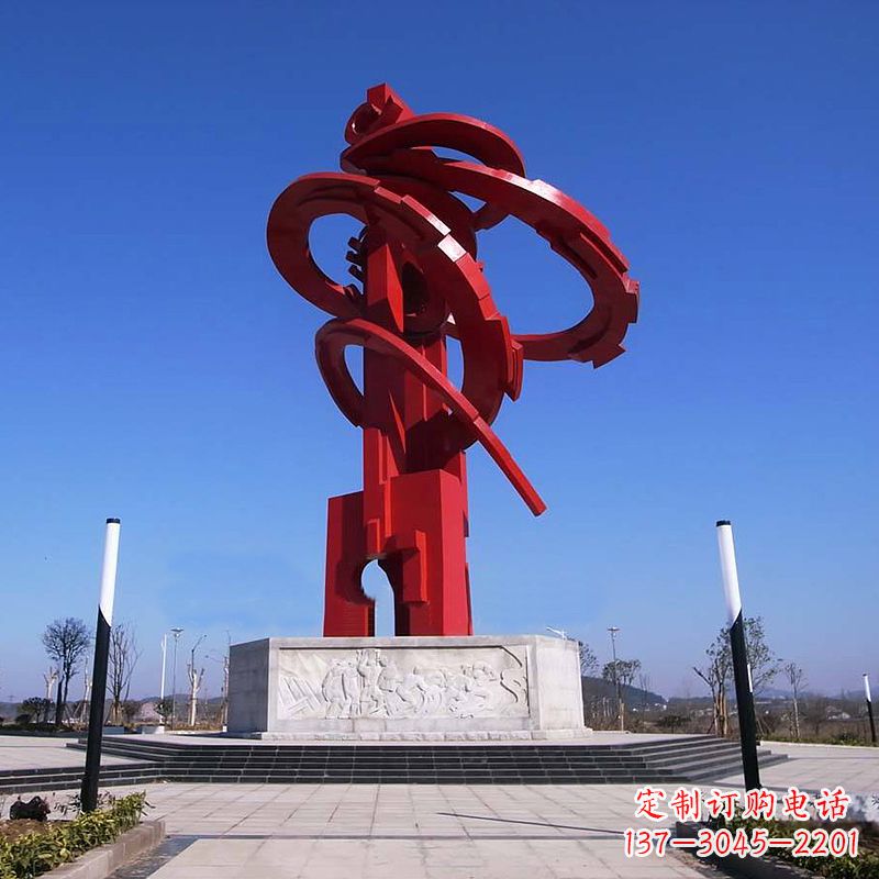 运城大型龙形不锈钢景观雕塑-广场抽象神兽景观标识