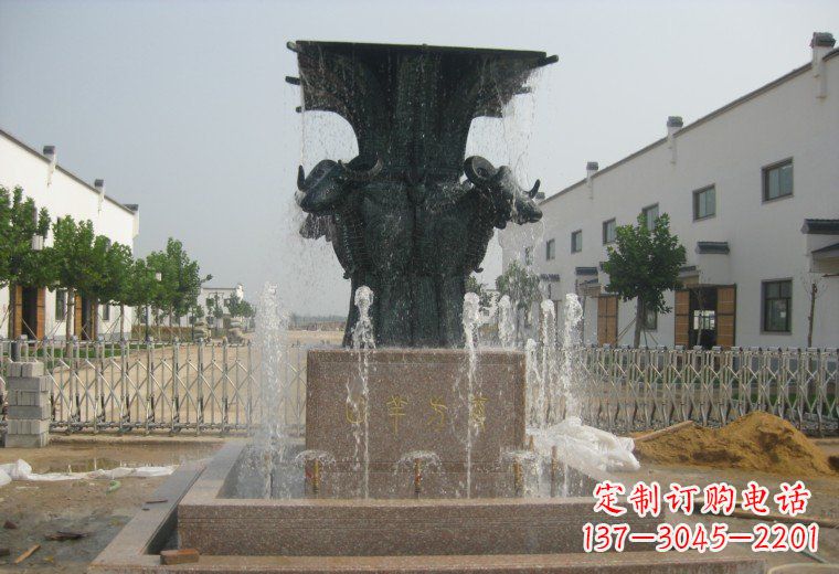 运城大型四羊方尊喷泉铜雕
