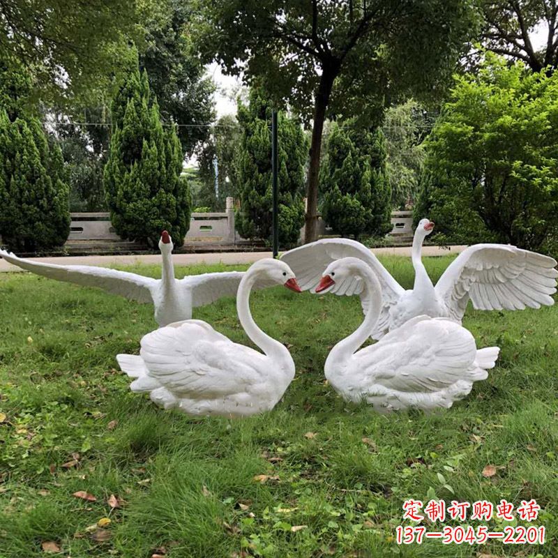 运城大型天鹅摆件树脂景观雕塑庭院公园装饰发光动物雕塑
