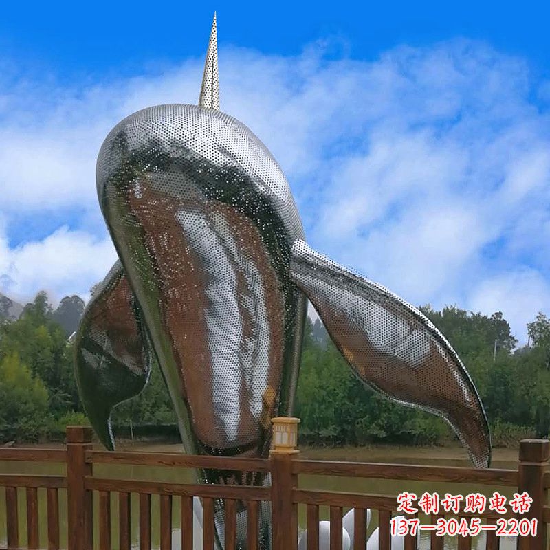运城大型网格不锈钢鱼雕塑-公园园林水景创意动物景观雕塑