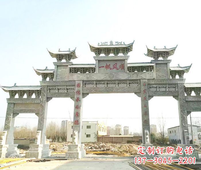 运城大型五门石雕牌楼 (3)